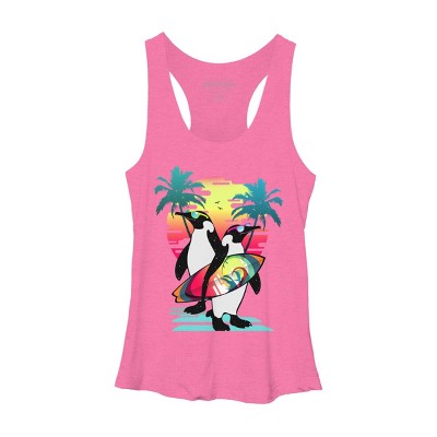 Women's Design By Humans Penguin Summer Vacation By clingcling Racerback Tank Top