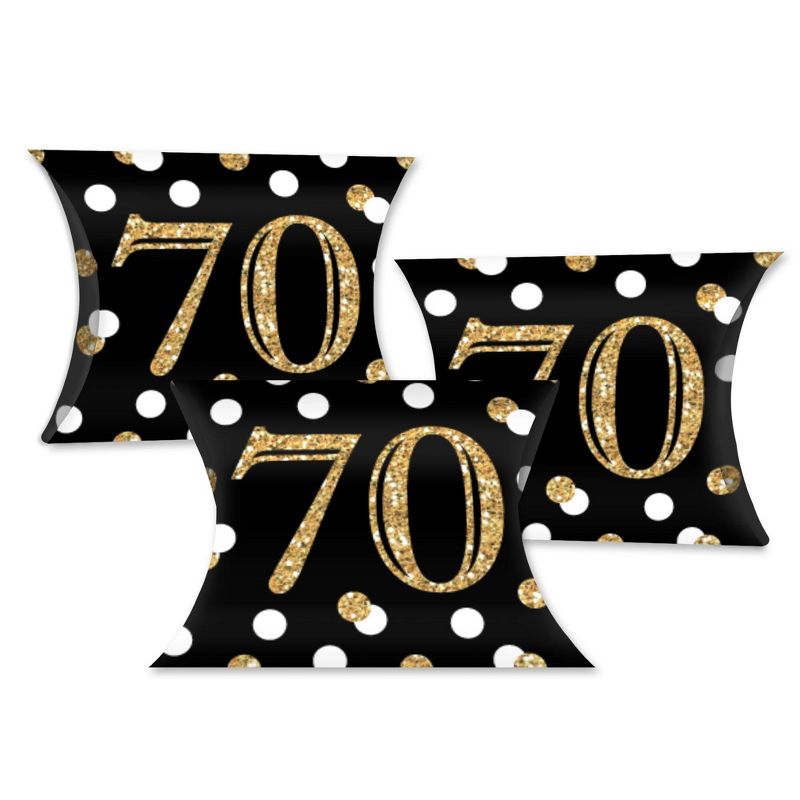 Big Dot of Happiness Adult 70th Birthday - Gold - Favor Gift Boxes - Birthday Party Petite Pillow Boxes - Set of 20, 1 of 9