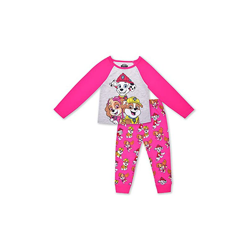 Nickelodeon Girl's Paw Patrol 2 Pack Casual Active Wear Coordinates, Graphic Printed Long Sleeve Shirt and Joggers Set for kids, 1 of 6