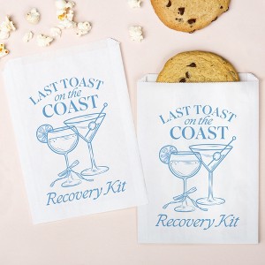Big Dot of Happiness Last Toast on the Coast Paper Treat Bags, Coastal Bachelorette Candy Bags, Greaseproof White Sandwich Cookie Bags - 25 Count - 1 of 4
