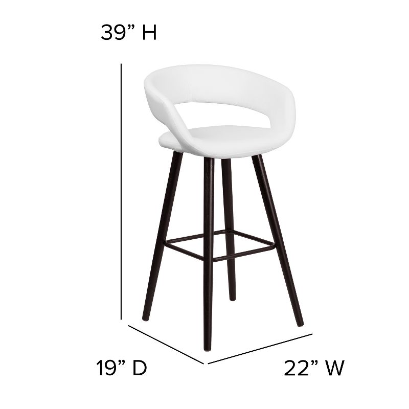 Emma and Oliver 29"H Wood Rounded Open Back Barstool, 4 of 11