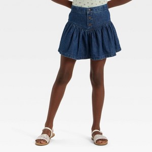 Girls' Denim Ruffle Flare Skirt - Cat & Jack™ - 1 of 3