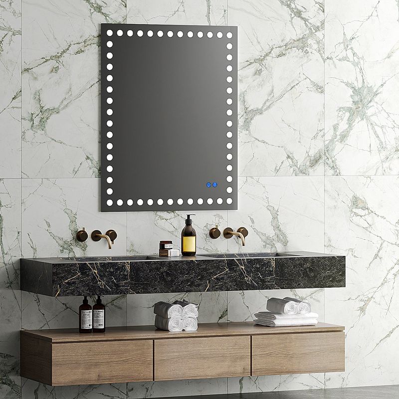 Led-Lit Bathroom Mirror, Wall Mounted Anti-fog Memory Rectangular Makeup Mirror with Triple White Lights, 4 of 6
