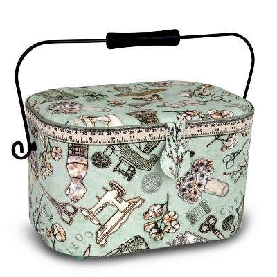 Dritz Large Oval Sewing Basket with Metal Handle