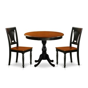 3-Piece Black and Cherry Finish Solid Wood Top - Dining Room Set - Seats-4 - 1 of 4