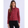 INSPIRE CHIC Women's Turn-Down Collar Flap Pockets Snap Button Faux Suede Jacket - 3 of 4