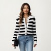 Anna-Kaci Women's Striped Button Front Knit Cardigan with Contrast Trim and Long Sleeves - 2 of 4