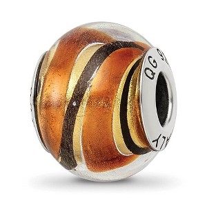 Black Bow Jewelry Sterling Silver, Yellow, Golden and Black Murano Glass Bead Charm - 1 of 4