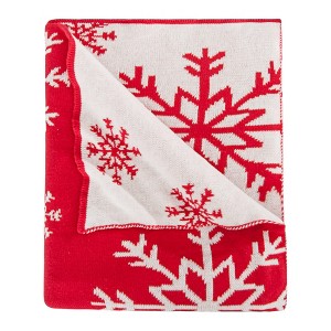 Cotton Soft Cable Knit Blanket, Double sided SnowFlake Bed Blanket - NTBAY - 1 of 4