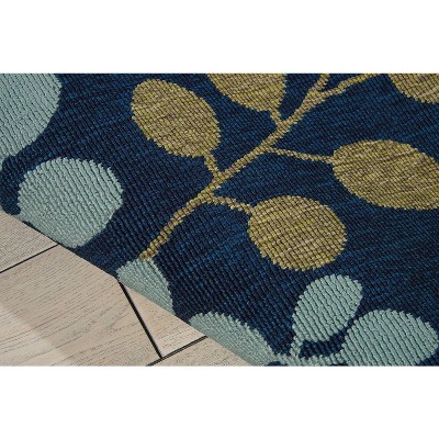 Navy and Ivory Botanical Indoor/Outdoor Area Rug 2'6" x 4'