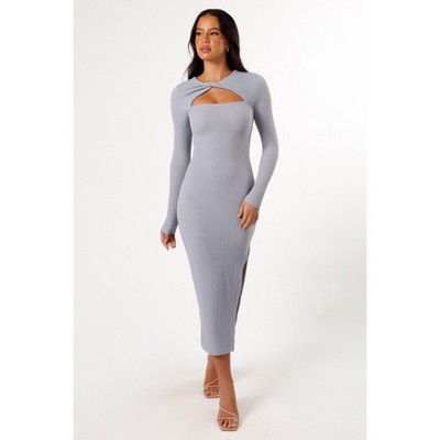 Petal and Pup Laney Long Sleeve Midi Dress - Grey 8