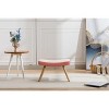 Aghana Digitals Pink Wooden Ottoman Stool with Non-Slip Pads, Linen Cushion - Versatile Foot Rest - 3 of 4