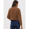 Allegra K Women's Notched Lapel Zip Up Long Sleeve Motorcycle Corduroy Jacket - 4 of 4