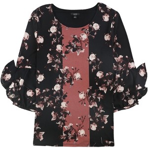 Alfani Womens Ruffle-Sleeve Floral Pullover Blouse - 1 of 1