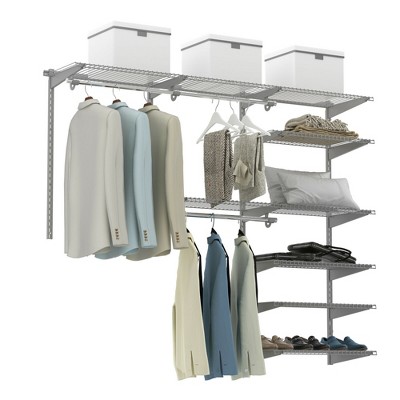 Costway Custom Closet Organizer Kit 4 to 6 FT Wall-mounted Closet System w/Hang Rod Grey