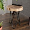 FONTOI End Table Acacia Wood End Table Modern Accent Stool with Metal Hairpin Legs for Living Room Decor and Bedroom, Black Brown, 12"*12"*18" - 2 of 4