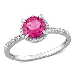 EVERLY JEWELRY | 10K White Gold Gemstone Ring with Diamonds Accent - Multiple Gemstone Options - 1 of 4
