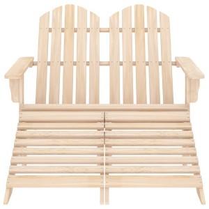 vidaXL 2-Seater Outdoor Adirondack Chair & Ottoman Set in Fir Wood - Versatile Patio and Garden Furniture with Elegantly Natural Wood Finish - 1 of 4