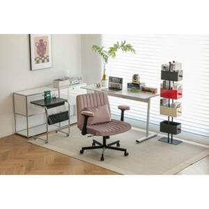 Racxily Criss Cross Armrest Office Chair - Modern Linen Office Chair, Breathable Linen Ergonomic Chair with 360° Swivel for Home Office - 1 of 4