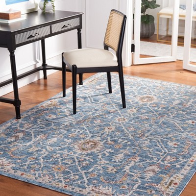 Sierra Blue and Ivory Hand-Knotted Synthetic Area Rug