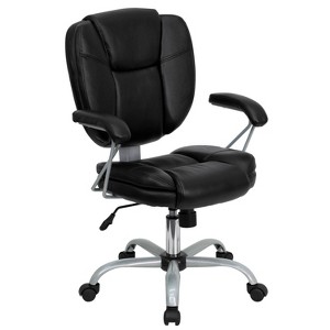 Mid-Back Black Leather Swivel Task Chair - Belnick