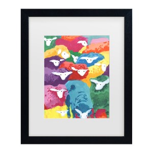 Trademark Fine Art - Ania Zwara  Colorful Sheep Cocktail Matted Framed Art - 1 of 4