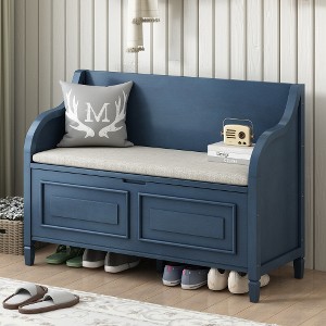 XIYUYEU Storage Bench Entryway Multifunctional with Safety Hinge, Rustic Style Solid wood - 1 of 4
