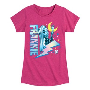 Girls' - Monster High - Frankie Stein Lightning Bolt Fitted Short Sleeve Graphic T-Shirt - 1 of 4