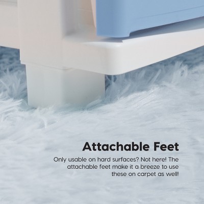 Slim White and Blue Plastic 4-Drawer Storage Cart