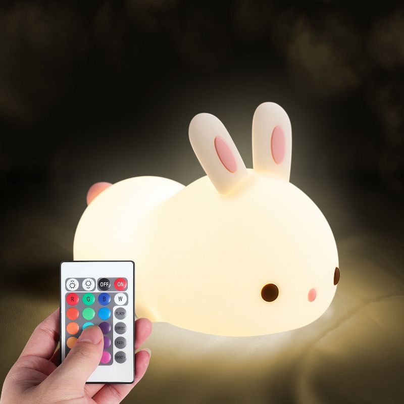 One Fire Bunny Night Light for kids, color changing night light, night light with remote, bunny room decor, cute gifts for kids girl, 1 of 9