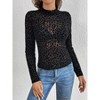 Coolmee Womens Mesh Long Sleeve Tops Mock Neck Going Out See Through Shirts Sexy Sheer Blouses Clubwear - 3 of 4