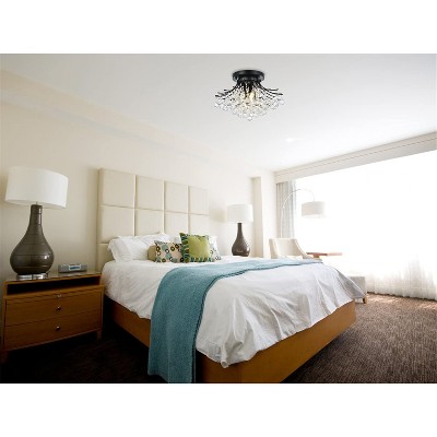 Toureg 19" Black Flush Mount with Clear Crystal Trim