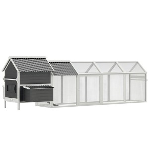162" Large Chicken Coop Wooden for 6-8 Chickens with Handles, Outdoor Chicken Cage Hen House with 2 Nesting Boxes, Water-resistant Roof - 1 of 4