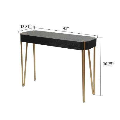 Modern Black Wood and Gold Metal 45'' Console Table with Storage