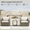 3-Piece Outdoor Wicker Bistro Set with Swivel Chairs - Modern Rattan Patio Furniture with Thick Cushions & Side Table - 3 of 4