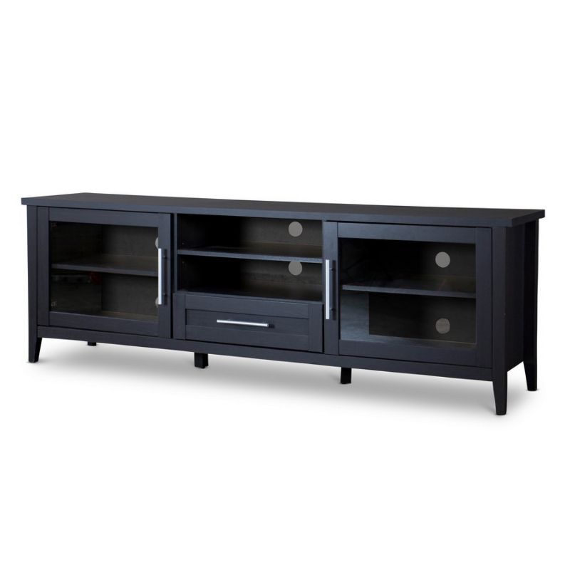 Espresso Finished 1 Drawer TV Stand for TVs up to 70&#34; Dark Brown - Baxton Studio, 1 of 7