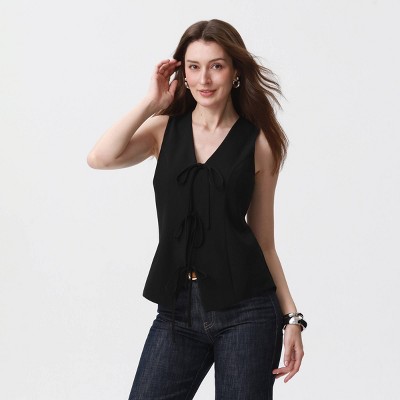 Women's Tie-Front Vest - A New Day™ Black XS