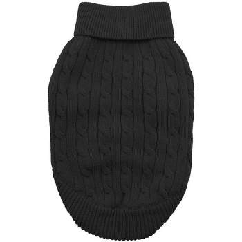Doggie Design Dog Cable Knit 100% Cotton Sweater - Jet Black