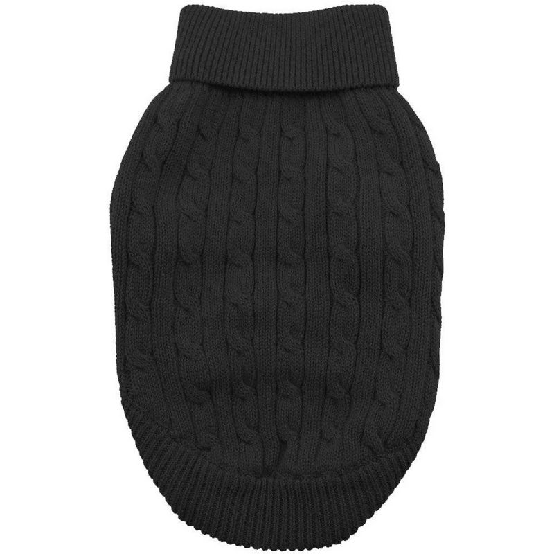 Doggie Design Dog Cable Knit 100% Cotton Sweater - Jet Black, 1 of 5