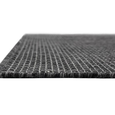 Black Flatweave Outdoor Runner Rug, 2' x 6', Synthetic