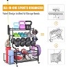 ZACHVO Rolling 3-Tier Dumbbell Rack – Yoga Mat & Kettlebell Storage w/ Hooks, Black - 2 of 4