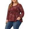 Women's Plus Size 2 Pieces Floral Button Up Puff Peplum Blouses and Casual Wide Leg Long Palazzo Pants Set - Agnes Orinda - 2 of 4