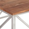 vidaXL Modern Square Coffee Table - Solid Acacia Wood & Silver Stainless Steel, Spacious Top, Stain-Resistant Surface - 39.4"x39.4"x19.7" - 4 of 4