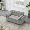 Modern Velvet Loveseat Futon Sofa Couch Pullout Bed, Small Love Seat Lounge Sofa w/Reclining Backrest, Toss Pillows, Pockets - 4 of 4