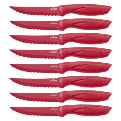 NutriChef 8-Piece Steak Knives Set with Non-Stick Coating and Stainless Steel Blades