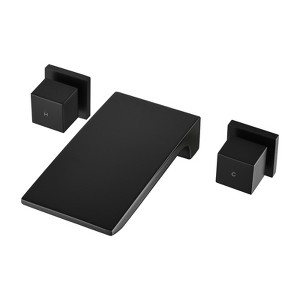 Cobbe Matte Black Wall Mounted Bathroom Faucet Two-Handle Bathroom Basin Faucet with Waterfall Spout - 1 of 4