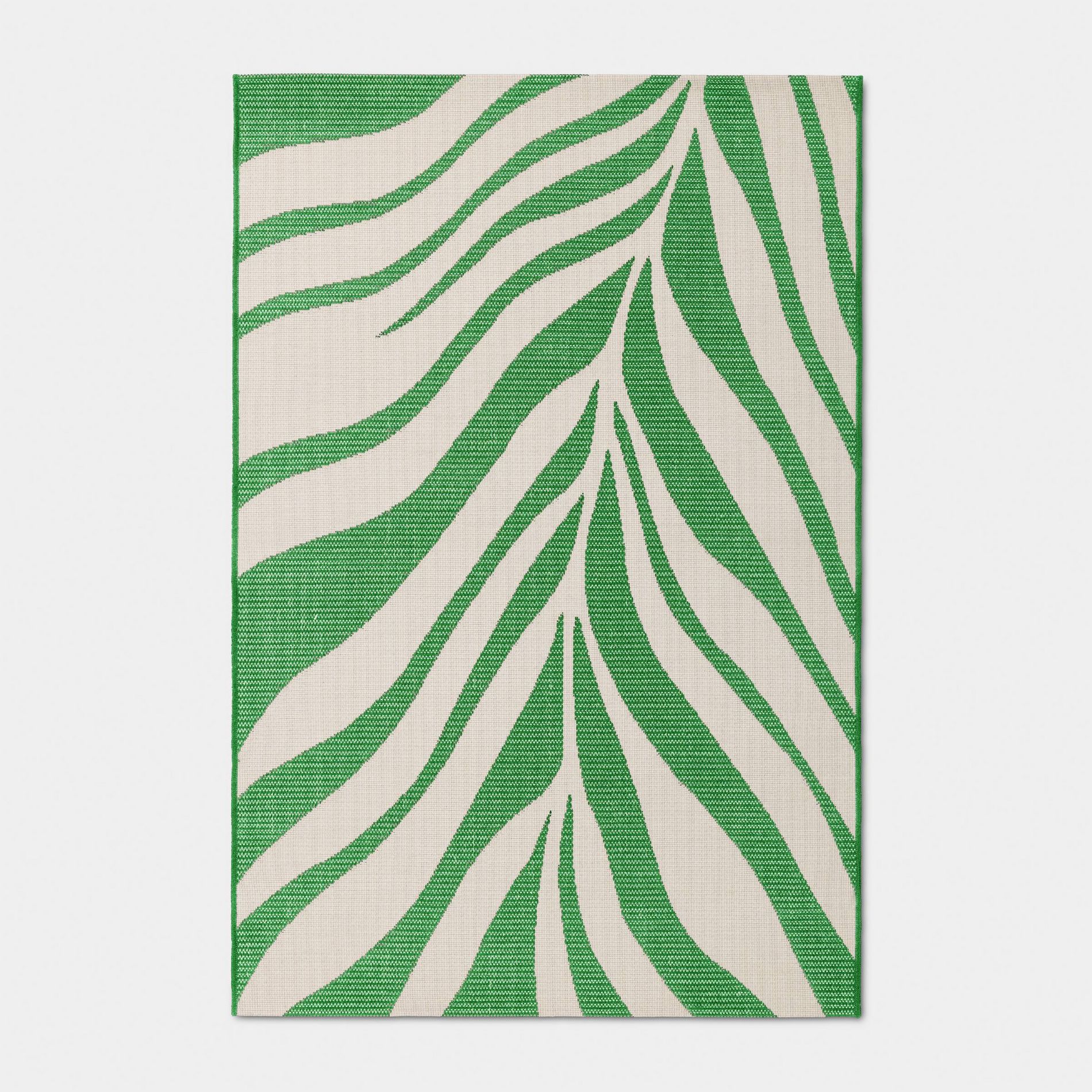 Fresh Leaf Rectangular Woven Indoor Outdoor Area Rug Green - Room Essentials™