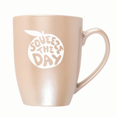 Elanze Designs Squeeze The Day 10 ounce New Bone China Coffee Tea Cup Mug, Precious Pearl