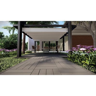 Wood Plastic Composite Patio Deck Tiles,DIY Interlocking Decking Tiles, Indoor Outdoor (11 pack, 12" x 12")