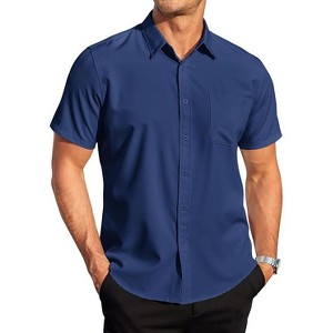COOFANDY Mens Casual Dress Shirt Short Sleeve Wrinkle Free Dress Shirt Business Casual Shirts S-XXXL - 1 of 4